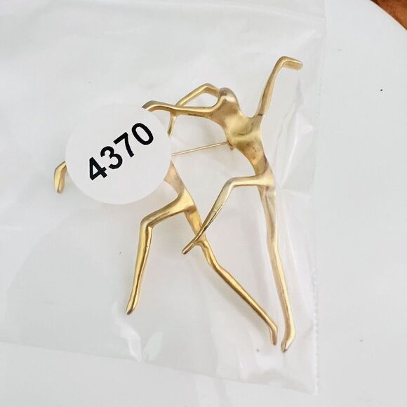 Vintage AJC Ballet Dancer Brooch Brushed Gold Tone Pin Modern MCM Lyrical 4370 - Picture 10 of 10